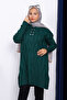 Emerald Green Shirt Collar Cold Yarn Knitwear Tunic