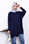 Navy Blue Crew Neck Mercerized Tunic - 3