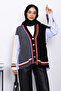 Black Shirt Garnished Pocketed Knitwear Cardigan