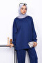 Navy Blue Crew Neck Tunic Trouser Suit - 3