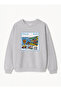 Women's Oversize Fit Sweatshirt with Italia Print – Crew Neck, 3 Thread Fleece