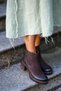 3103 Genuine Leather Rubber Detailed Thick Heeled Daily Comfortable Zippered Women's Boots Real Leather Nubuck Brown - 8