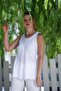 Organic Cotton White Pool Collar Sleeveless Thin Washable and Dirty Stitched Long Woven Blouse 78 60 - 4