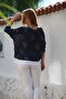Italian Navy Blue Pool Collar Long Sleeve Patterned Thin Two-Piece Set Inside Sleeveless Combed Knitwear Blouse 70 60 - 2