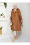 Women's Lined Trench Coat with Button Detail on the Back - 8