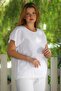 Italian White Round Neck Low Sleeve Tie-Up Allover Embroidered Cotton Woven Blouse 68 65 - 7