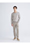 Beige V-Neck Men's Knitwear Sweater - 2