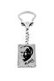 Ataturk Silhouette Silver Keychain on a Rectangular Shape Surrounded by White Light