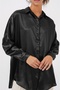 Women's Black Classic Satin Buttoned Comfortable Fit Shirt - 4