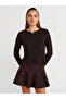 80120 Elastic Waist Knitted Skirt - Dark Brown - 4