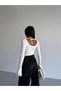 Women's White Long Sleeve Tie Back Fit Cut Crop Blouse Hzl25W-Fry122771 - 8