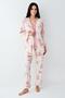 Women's Floral 3-Piece Pajamas Set, Pocket Pants, Tank Top with Rope Strap and Belted Dressing Gown, Modal and Cotton - 3