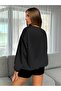 Unisex Black Classic Printed Crew Neck Sweatshirt - 2