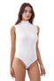 Women's Cotton Stretch Fabric Combed Cotton Sleeveless High Neck 2-Piece Hooked Bodysuit L6K1K8T4Ka - 3
