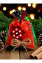 Christmas Themed Heart, Deer and Snowflake Fabric Gift Bag – Red Green 12X17 cm - 3
