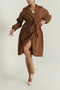 Women's Double-neck Collar Waist Balloon Sleeve Trench Coat