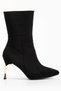 Women's Black Suede Pointed Toe Thin Heeled Boots - 2