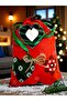 Christmas Themed Heart, Deer and Snowflake Fabric Gift Bag – Red Green 17X25 cm - 4