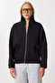 Zippered Ribbed Knitted Sweatshirt Lzv0029 Black - 3
