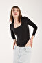 Women's Square Neck Long Sleeve Snap Button/Zibin Body Suit