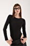 Women's Circular Neck Long Sleeve Snap Button/Zibin Body Suit - 7