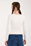 Women's Square Neck Long Sleeve Snap Button/Zibin Body Suit - 7