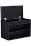 Shoe Storage Rack with Seating & Storage – Black Bench for Entryway & Bedroom - 4