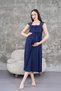 Women's Navy Blue Special Design Lace Cotton Maternity Nightgown Nightgown Set of 2 - 4