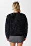 Women's Rush Soft Bearded Black Crew Neck Knitwear Cardigan Ws-07226 - 4