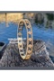 Yonca Brand Model Gold Zircon Stone Handcuff Bracelet (Yonca Gold Stone Handcuff Bracelet) - 2