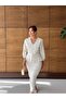 Imported Tweed Fabric Lace Embroidered Lined Stone and Button Detailed Lined Special Design Midi Dress