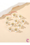 10-Piece White Floral Stone Snap Clip Knitted Hair Ornament - Teenage Girls' Decorative Hair Clip Earrings Metal - 4