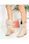 Tokyo Beige Dana Suede 6 cm Heeled Dallas Boot Bottie - 3