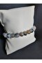 Gray Tone Mixed Color Agate Stone Simple and Stylish Bracelet Unisex - 2