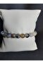 Gray Tone Mixed Color Agate Stone Simple and Stylish Bracelet Unisex