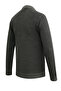 Men's Polo Neck Gray Sweater with Pockets, Pique Pattern, Steel Knit, Classic Fit - 5214F - 5