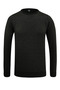 Men's Crew Neck Black Sweater with Pockets, Pique Pattern, Steel Knit, Classic Fit - 5214C
