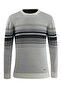 Men's Crew Neck Gray Sweater Knitwear Thessaloniki Knitted Patterned Classic Fit - 5245C - 3