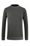 Men's Crew Neck Gray Sweater with Pockets, Pique Pattern, Steel Knit, Classic Fit - 5214C