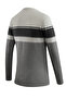 Men's Crew Neck Gray Sweater Knitwear Honeycomb Knit Pattern Classic Fit - 5244C - 6