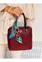 Burgundy 5-Compartment Women's Scarf Bag with Accessories and Hand and Shoulder Straps - 8