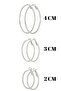 Women's 3-Piece Hoop Steel Earring Set – 4-3-2 cm Sizes