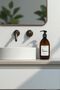 Bathroom Organizer Set with Wooden Stand, White Marble Tray, Candle, Natural White Hand Soap Bottle - 7