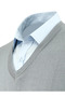 Men's V-Neck Gray Sweater Knitwear Solid Color Steel Knit Classic Fit - 5200H - 3