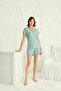 Women, Short Sleeve Lace V-Neck with Shorts, Light Green Pajama Set - 3