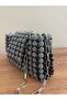 Black Gray Beaded Chain Women's Handbag - 2