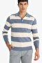 Standard Fit Polo Neck Buttoned Color Block Knit Sweater (25 Wn)