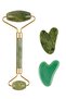 Jade Roller for Face, Jade Heart Gua Sha Facial Massage Stone Set and Aventurine Heart Gua Sha