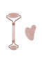 Luxury Rose Quartz Facial Roller and Rose Quartz Gua Sha Set for Facial Massage