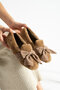 Women's Beige Bow Winter Ballerina Shoes for Home and Outdoor Use Stc1171